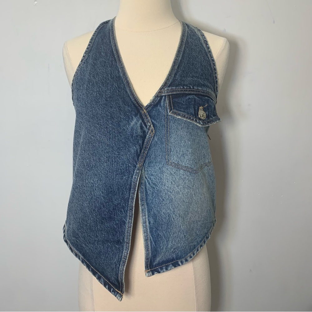 Zara Blue Denim Sleeveless Top